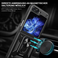 Outdoor Panzer Hülle für Samsung Galaxy Z Flip 6 mit Kameraschutz Ringhalter in Schwarz