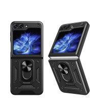 Outdoor Panzer Hülle für Samsung Galaxy Z Flip 6 mit Kameraschutz Ringhalter in Schwarz