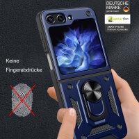 Outdoor Panzer Hülle für Samsung Galaxy Z Flip 6 mit Kameraschutz Ringhalter in Blau