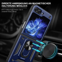 Outdoor Panzer Hülle für Samsung Galaxy Z Flip 6 mit Kameraschutz Ringhalter in Blau