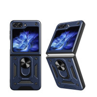 Outdoor Panzer Hülle für Samsung Galaxy Z Flip 6 mit Kameraschutz Ringhalter in Blau