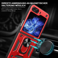 Outdoor Panzer Hülle für Samsung Galaxy Z Flip 6 mit Kameraschutz Ringhalter in Rot