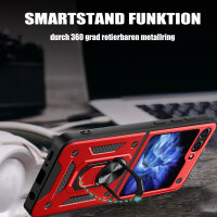 Outdoor Panzer Hülle für Samsung Galaxy Z Flip 6 mit Kameraschutz Ringhalter in Rot