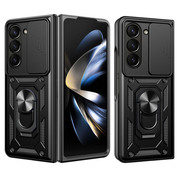 Outdoor Panzer Hülle für Samsung Galaxy Z Fold 6 mit Kameraschutz Ringhalter Schwarz