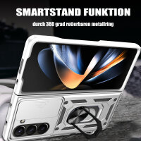 Outdoor Panzer Hülle für Samsung Galaxy Z Fold 6 mit Kameraschutz Ringhalter Silber