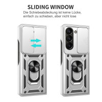 Outdoor Panzer Hülle für Samsung Galaxy Z Fold 6 mit Kameraschutz Ringhalter Silber