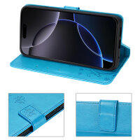Handyhülle für Apple iPhone 16 Pro – Klapphülle Blume Blau