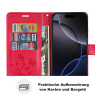 Handyhülle für Apple iPhone 16 Pro – Klapphülle Blume Rot