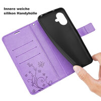 Handyhülle für Apple iPhone 16 Plus – Klapphülle Blume Grau