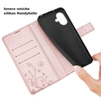 Handyhülle für Apple iPhone 16 Plus – Klapphülle Blume Roségold