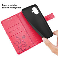 Handyhülle für Apple iPhone 16 Plus – Klapphülle Blume Rot