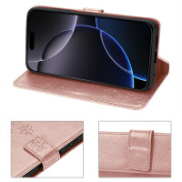 Handyhülle für Apple iPhone 16 Pro Max – Klapphülle Blume Roségold
