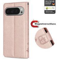 Hülle für Google Pixel 9 / 9 Pro Handy Tasche Handyhülle Schutzhülle Klapphülle Rosegold