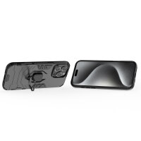 Handyhülle für Apple iPhone 16 Pro Max – Ring Panzer Cover Schwarz