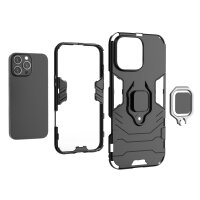 Handyhülle für Apple iPhone 16 Pro Max – Ring Panzer Cover Schwarz