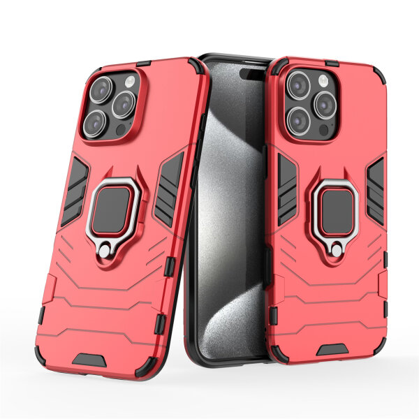 Handyhülle für Apple iPhone 16 Pro Max – Ring Panzer Cover Rot
