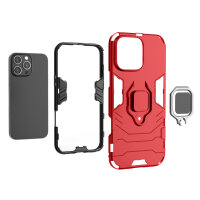Handyhülle für Apple iPhone 16 Pro Max – Ring Panzer Cover Rot