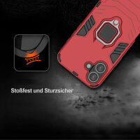 Handyhülle für Apple iPhone 16 Plus – Ring Panzer Cover Rot