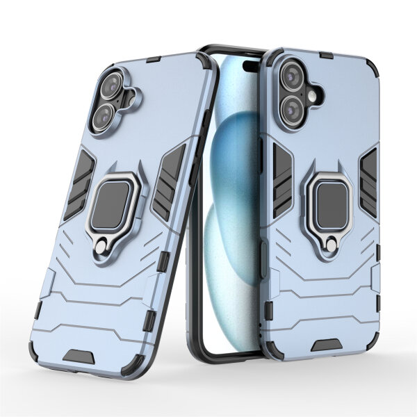 Handyhülle für Apple iPhone 16 Plus – Ring Panzer Cover Türkis