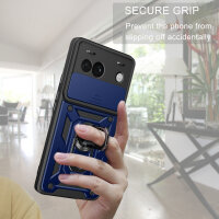 Outdoor Panzer Hülle Google Pixel 8A Handyhülle mit Kameraschutz Ringhalter Cover Blau