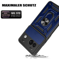 Outdoor Panzer Hülle Google Pixel 8A Handyhülle mit Kameraschutz Ringhalter Cover Blau