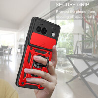 Outdoor Panzer Hülle Google Pixel 8A Handyhülle mit Kameraschutz Ringhalter Cover Rot