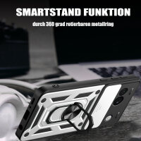 Outdoor Panzer Hülle Google Pixel 8A Handyhülle mit Kameraschutz Ringhalter Cover Silber