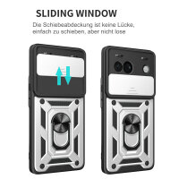 Outdoor Panzer Hülle Google Pixel 8A Handyhülle mit Kameraschutz Ringhalter Cover Silber