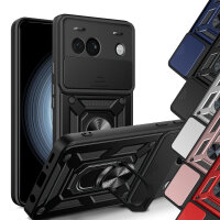 Outdoor Panzer Hülle Google Pixel 8A Handyhülle mit Kameraschutz Ringhalter Cover Silber