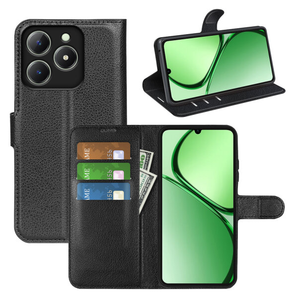 Klapphülle Realme C61 / C63 Handy Tasche Handyhülle Hülle Schutzhülle Flip Case Etui Schwarz