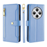 Handykette Xiaomi Redmi 14C Hülle mit Band Handyhülle Kartenfächer PU Leder Umhängetasche Blau