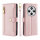 Handykette Xiaomi Redmi 14C Hülle mit Band Handyhülle Kartenfächer PU Leder Umhängetasche Rosa