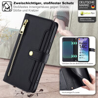 Handykette Xiaomi Redmi 14C Hülle mit Band Handyhülle Kartenfächer PU Leder Umhängetasche Schwarz