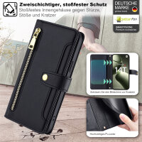 Handykette Xiaomi 14T Hülle mit Band Handyhülle Kartenfächer PU Leder Umhängetasche Schwarz