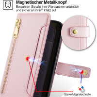 Handykette Xiaomi 14T Pro Hülle mit Band Handyhülle Kartenfächer PU Leder Umhängetasche Rosa