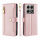Handykette Xiaomi 14T Pro Hülle mit Band Handyhülle Kartenfächer PU Leder Umhängetasche Rosa