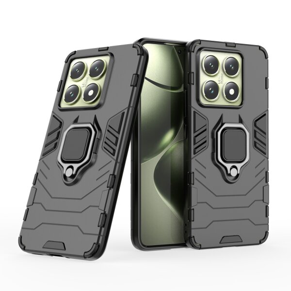 Hülle Xiaomi 14T Handyhülle Drehbar Ringhalter Magnet Bumper Case in Schwarz