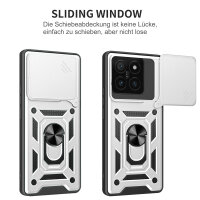 Outdoor Panzer Hülle Xiaomi 14T Pro Handyhülle Kameraschutz Ringhalter in Silber
