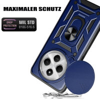 Outdoor Panzer Hülle Xiaomi Redmi 14C / Poco C75 Handyhülle Kameraschutz Ringhalter in Blau