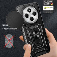 Outdoor Panzer Hülle Xiaomi Redmi 14C / Poco C75 Handyhülle Kameraschutz Ringhalter in Schwarz