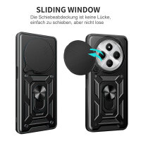 Outdoor Panzer Hülle Xiaomi Redmi 14C / Poco C75 Handyhülle Kameraschutz Ringhalter in Schwarz