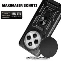 Outdoor Panzer Hülle Xiaomi Redmi 14C / Poco C75 Handyhülle Kameraschutz Ringhalter in Schwarz