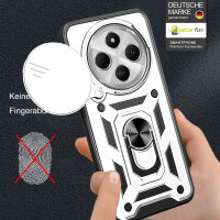Outdoor Panzer Hülle Xiaomi Redmi 14C / Poco C75 Handyhülle Kameraschutz Ringhalter in Silber