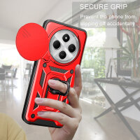 Outdoor Panzer Hülle Xiaomi Redmi 14C / Poco C75 Handyhülle Kameraschutz Ringhalter in Rot
