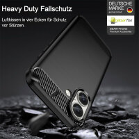 SPARSET Carbon Hülle + 2× Panzerfolie für Apple iPhone 16 Plus