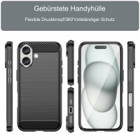 SPARSET Carbon Hülle + 2× Panzerfolie für Apple iPhone 16 Plus