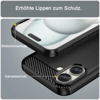 SPARSET Carbon Hülle + 2× Panzerfolie für Apple iPhone 16 Plus