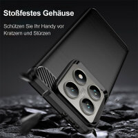 SPARSET Carbon Hülle + 2x 9H Panzerfolie für Xiaomi 14T Pro, Schutz Outdoor Case Cover