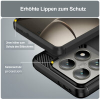 SPARSET Carbon Hülle + 2x 9H Panzerfolie für Xiaomi 14T Pro, Schutz Outdoor Case Cover