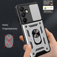 Outdoor Panzer Hülle für Samsung Galaxy S24 FE mit Kameraschutz Ringhalter Bumper in Silber